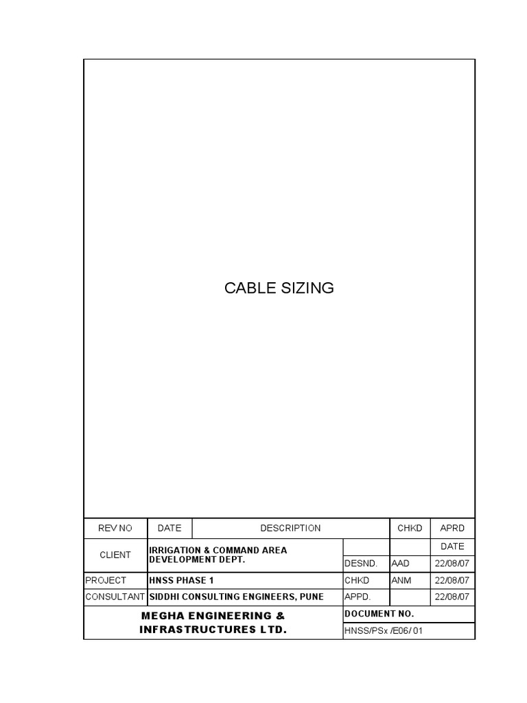 Cable Sizing for HT and LT Systems | PDF | Electricity | Electrical ...