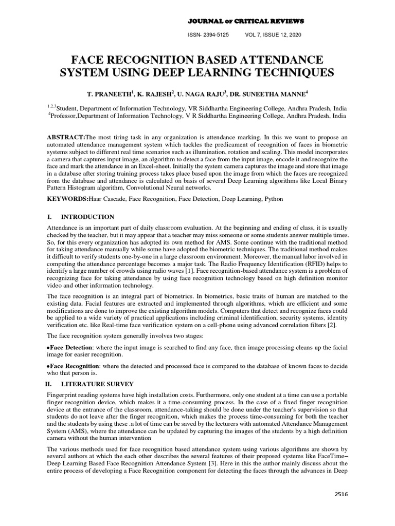 Deep Learning Face Recognition Attendance | PDF | Deep Learning ...