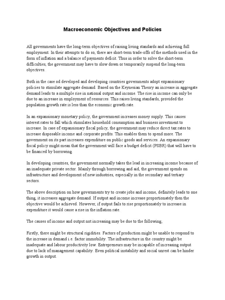 Macroeconomic objectives essay image