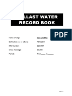 Sample Ballast Water Record Book Completed