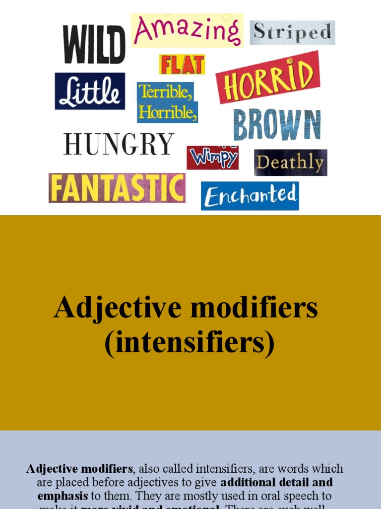 Adjective Modifiers (Intensifiers) | PDF