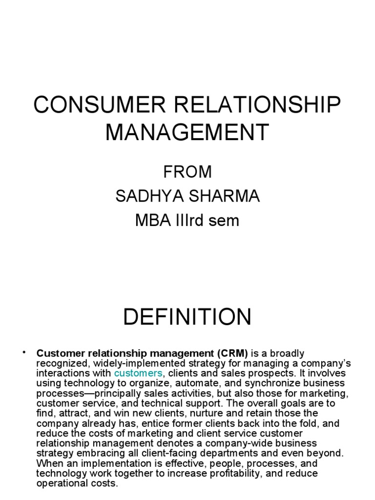 Consumer Relationship Management | PDF | Business