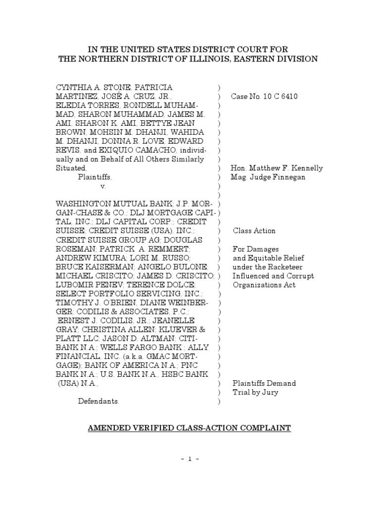 Class Action IL Amended Complaint Final | PDF | Foreclosure ...