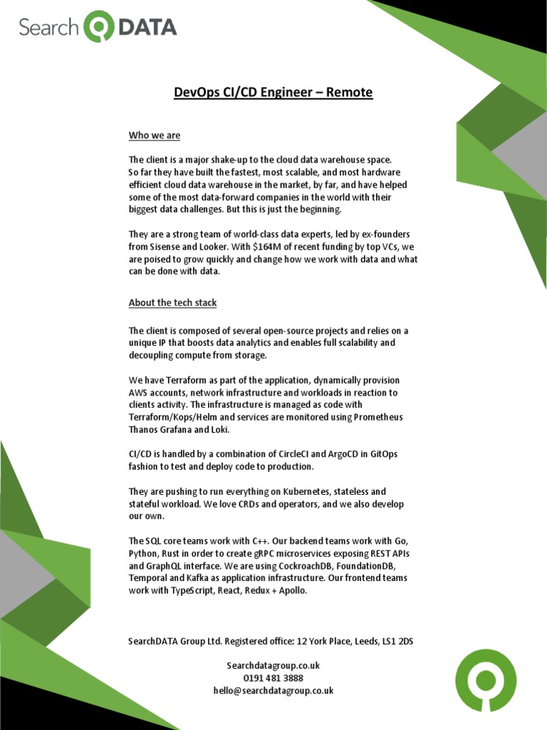 Remote DevOps CI/CD Engineer Role | PDF | Cloud Computing | Computing