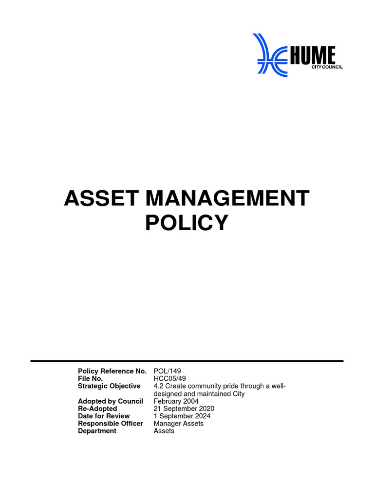 Hume City Council Asset Management Policy | PDF | Asset Management ...