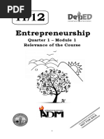 Entrepreneurship: Quarter 1 - Module 1 Relevance of The Course