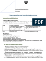 Primary Maxillary and Mandibular Impressions