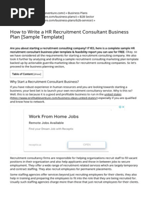 HR Recruitment Consultant Business Plan