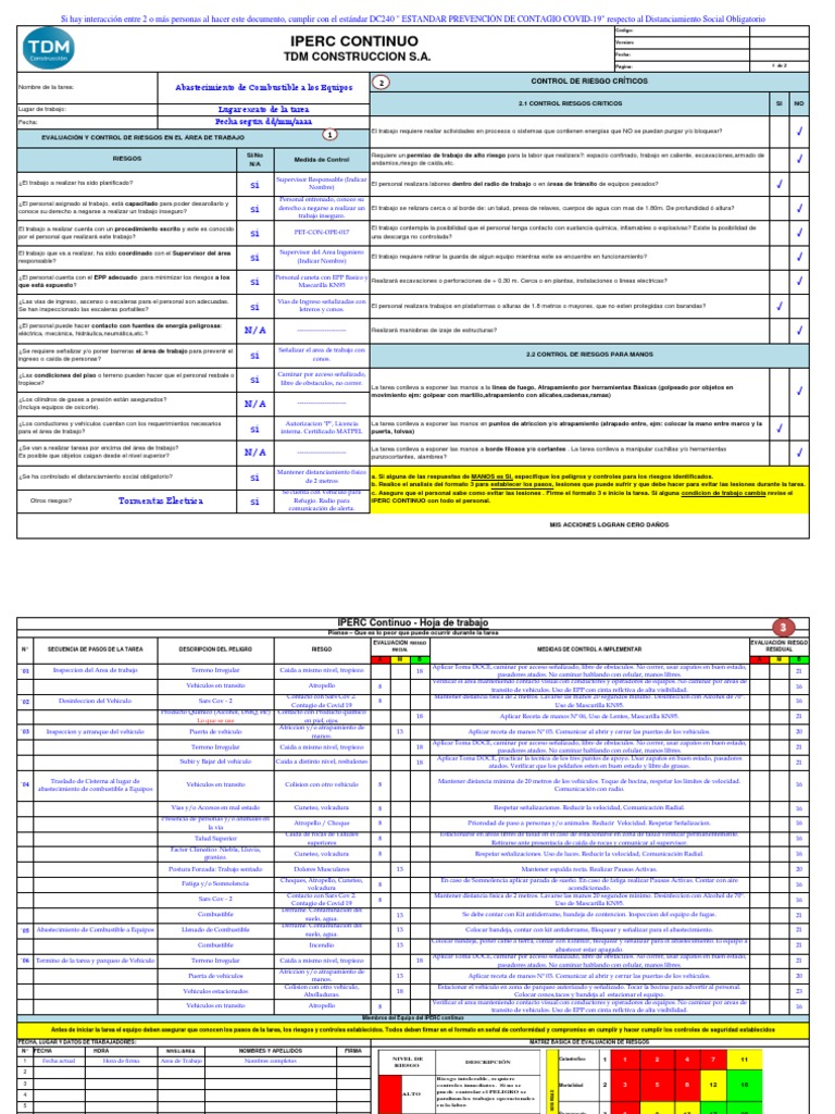 Llenado de IPERC Continuo en Minería | PDF | Naturaleza | Química