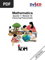 Mathematics: Quarter 1 - Module 1A Factoring Polynomials