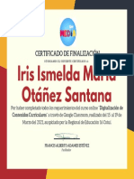 Iris Ismelda María Otáñez Santana: Certificado de Finalización