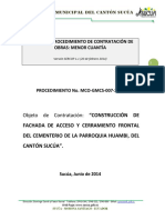 Pliego Del Procedimiento de Contratación de Obras: Menor Cuantía