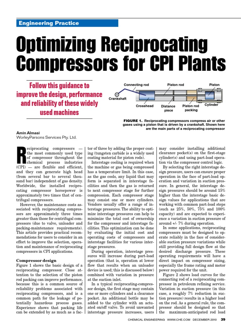 Optimizing Reciprocating Compressors | PDF | Piston | Cylinder (Engine)