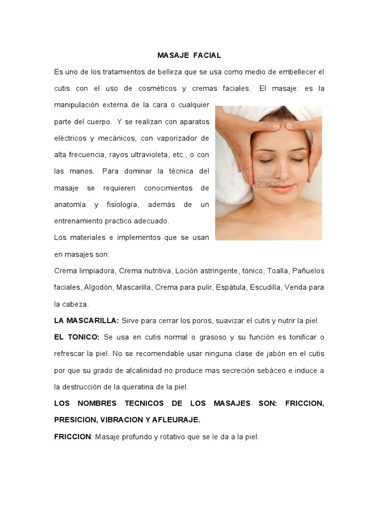 MASAJE DE CUELLO Facial y Espalda PDF Masaje Piel