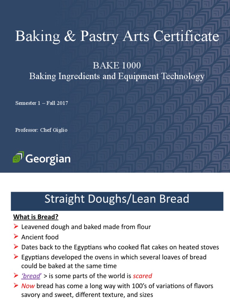 Baking & Pastry Arts Certificate BAKE 1000 PDF Breads Dough