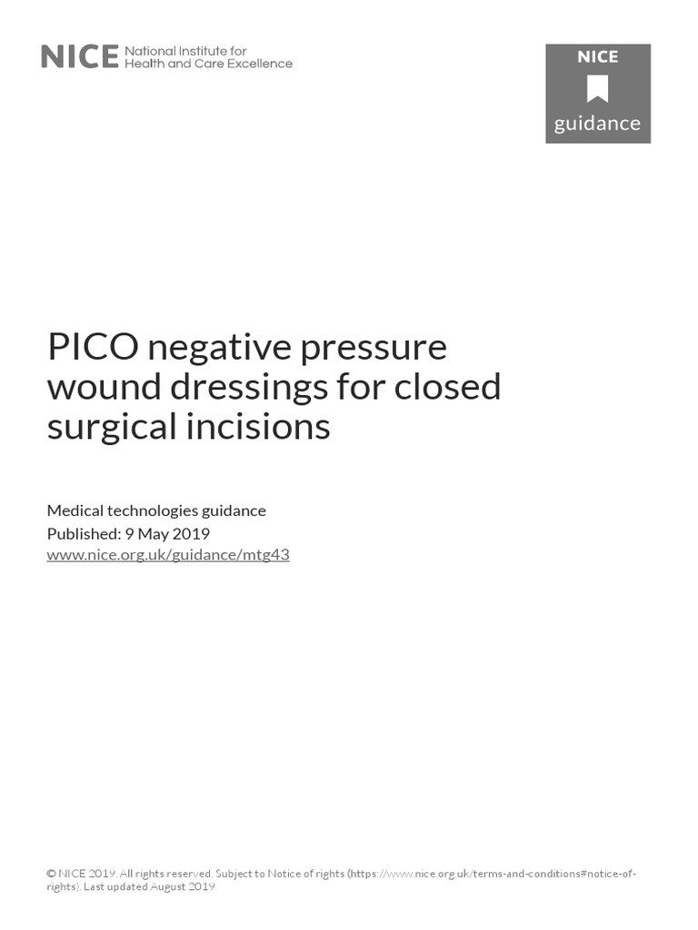 Pico Negative Pressure Wound Dressings For Closed Surgical Incisions