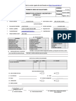 Asegúrese de Consultar La Versión Vigente de Este Formato en