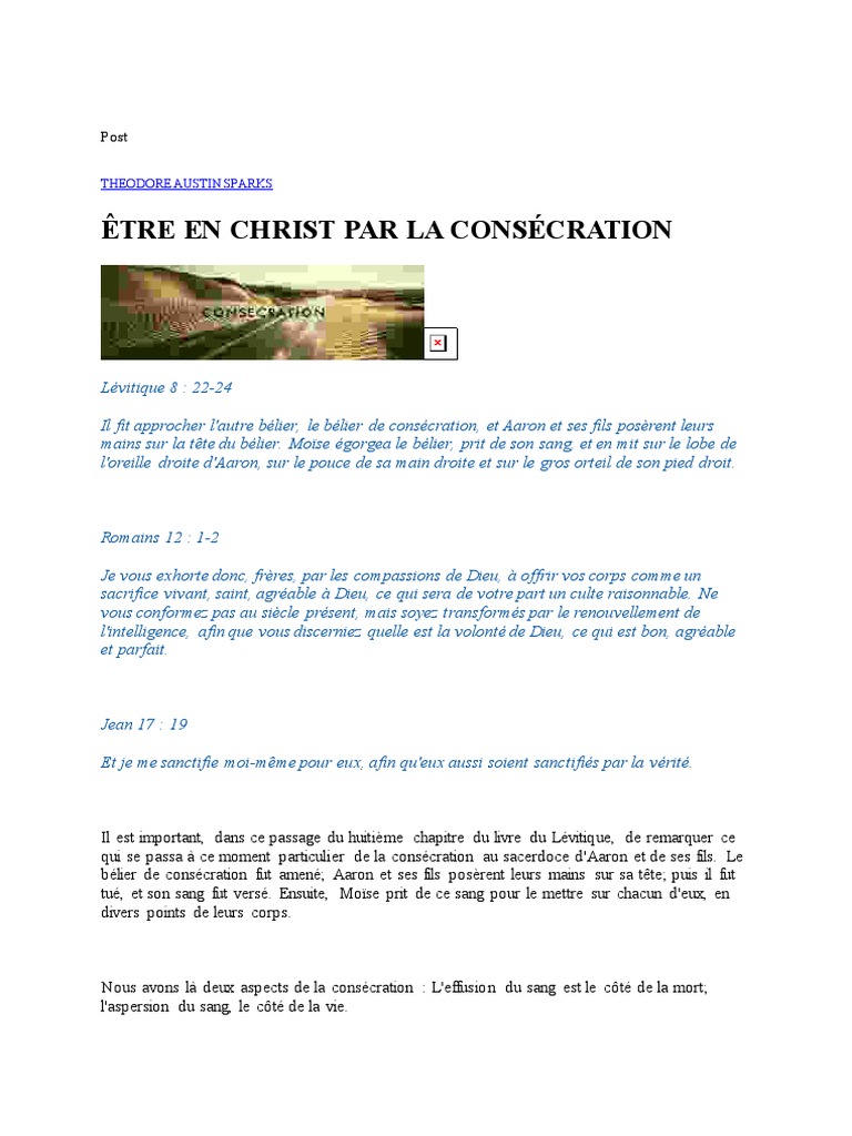 Être en Christ Par La Consécration | PDF | Aaron (Bible) | Dieu