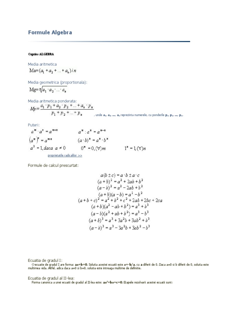 Formule Algebra