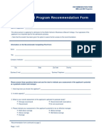 MBA and MS Program Recommendation Form: Page - 1 of 2