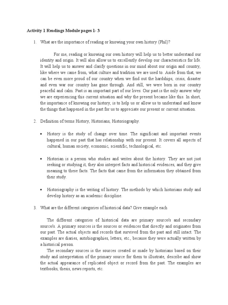 Activity 1 Readings Module Pages 1-3 | PDF | Primary Sources | Historian