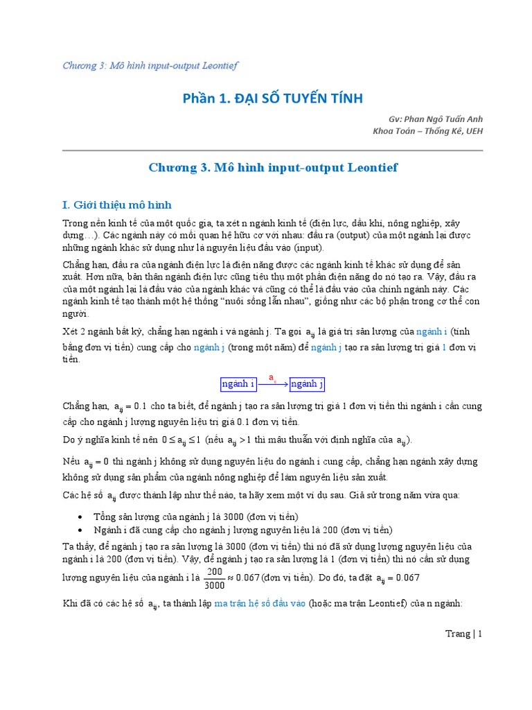 Chương 3 - Mô Hình Input-Output Leontief | PDF