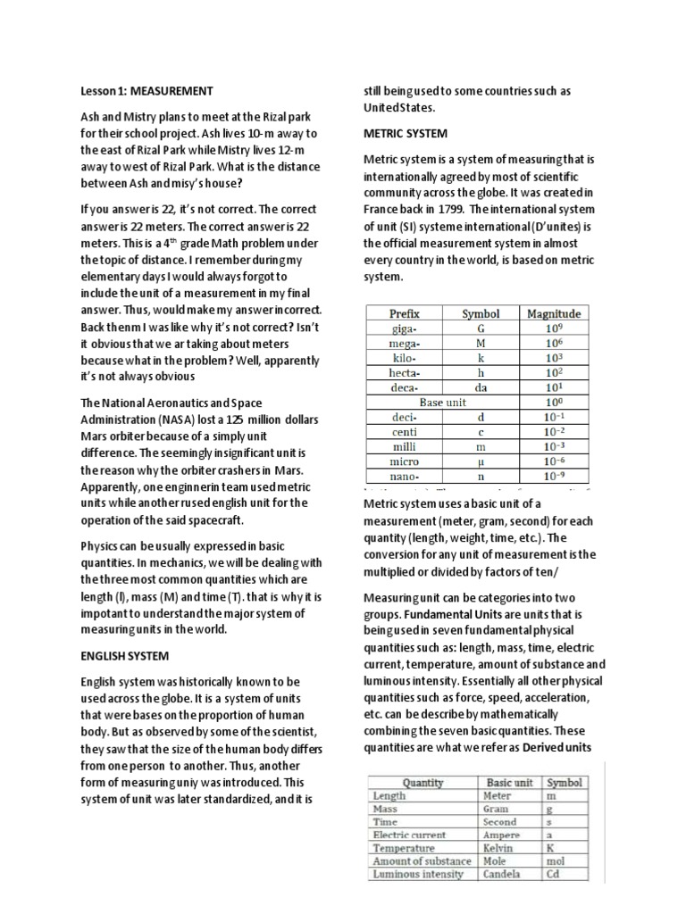 Understanding Measurement Units and Conversion | PDF | Force ...
