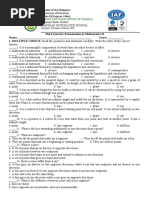 Third Quarter Examination in Mathematics 8