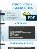 To Accounting: BM 111: Fundamentals of Accounting FSM 122: Principles of Accounting
