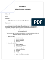 Assignment High Performance Leadership: Name: Suhas .K Patil Roll No. 34 Div. A Definition