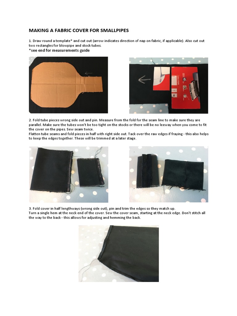 Smallpipes Cover Measurements Guide | PDF | Seam (Sewing) | Sewing