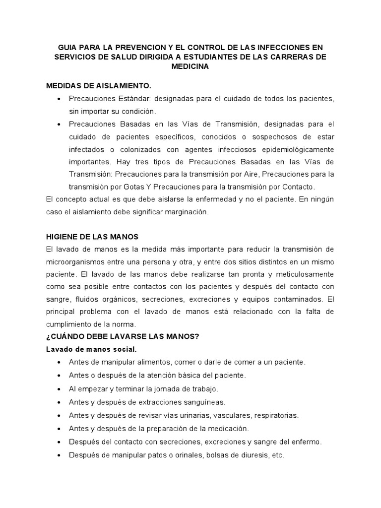 Prevencion y El Control de Las Infecciones en Servicios de Salud | PDF ...