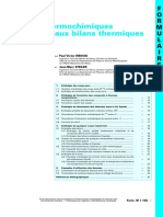 Données Thermochimiques Nécessaires Aux Bilans Thermiques