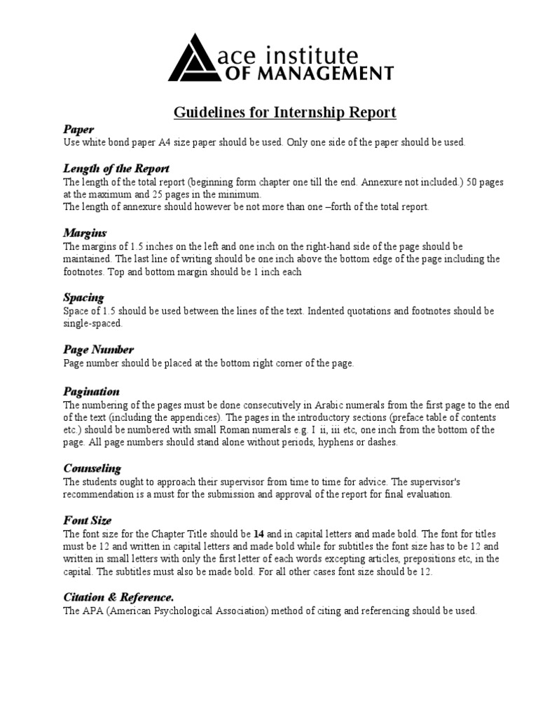 Internship Report Formatting Guide | PDF | Typefaces | American ...
