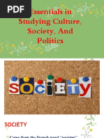 Essentials in Studying Culture, Society, and Politics