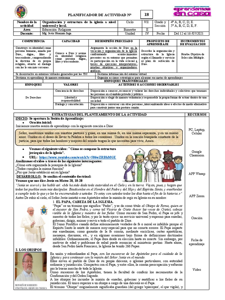 Estructura y Organización de la Iglesia Católica | PDF | Papa | Iglesia ...