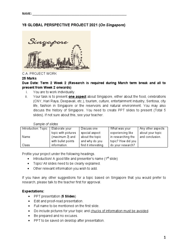 Project Work Y8 Global Perspective Pdf Microsoft Power Point