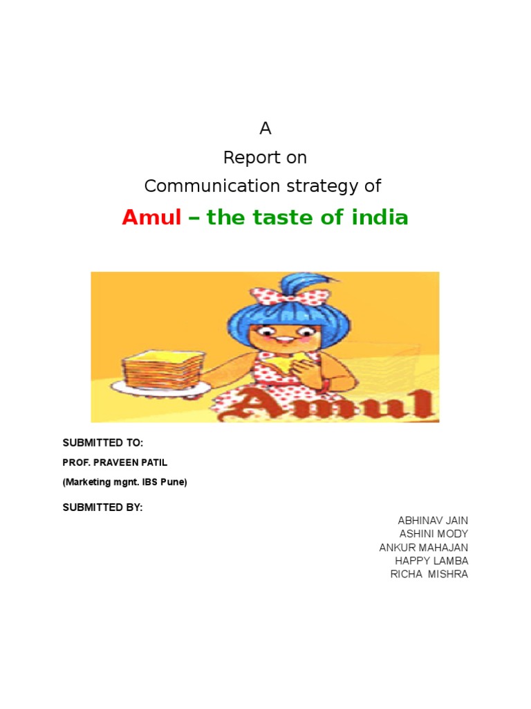 Project Report On Amul | PDF | Advertising | Brand