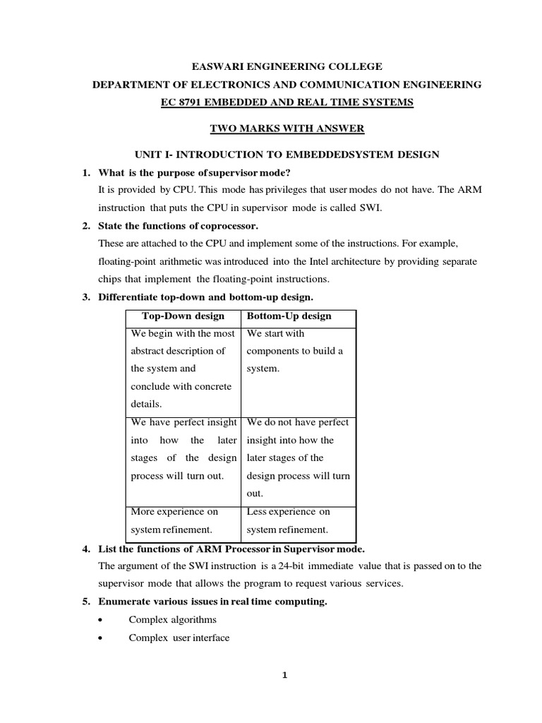 ERTS Two Mark With Answers 20212022 PDF Central Processing Unit