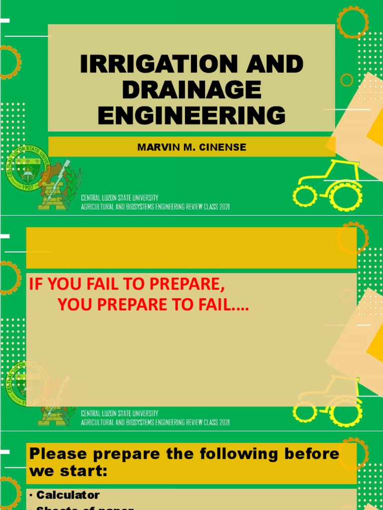CLSU ABE Review2021 Irrigation and Drainage Engineering | PDF