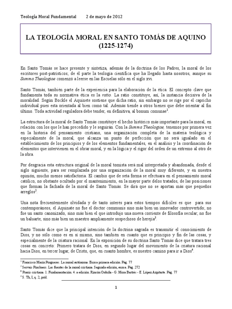 Ética Tomista y Praxis Moral | PDF | Tomás de Aquino | Moralidad