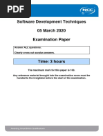 Software Development Techniques 05 March 2020 Examination Paper