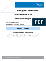 Software Development Techniques 28th November 2019 Examination Paper