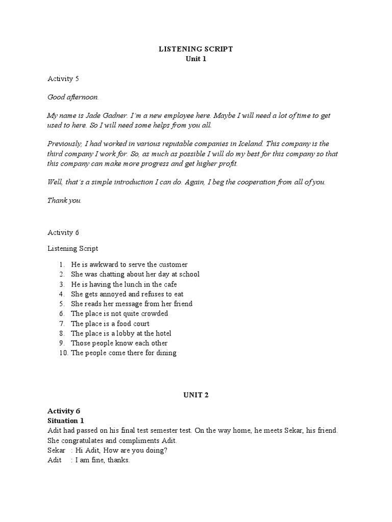 X Listening Script Smart English | PDF | Baggage