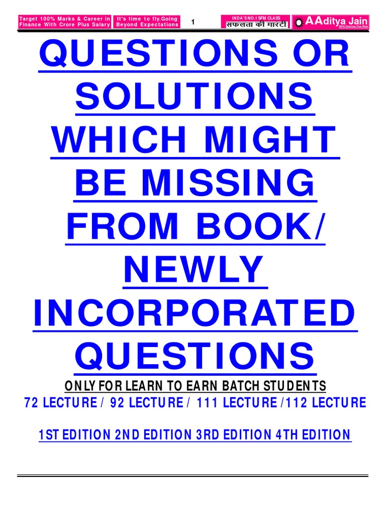 Additional Questions & Solution - Part 3 | PDF | Futures Contract ...