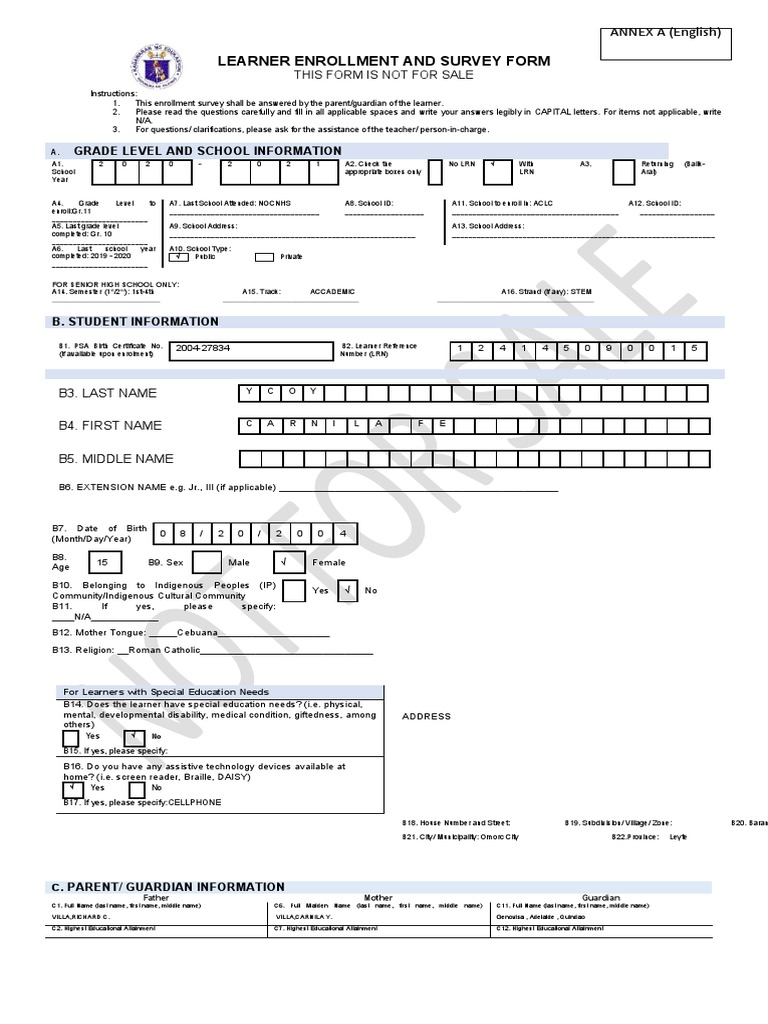 Learner Enrollment Survey Form | PDF