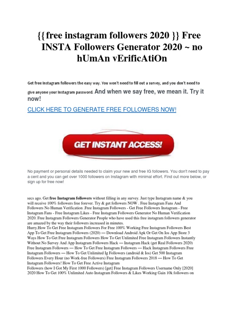 ( (Free Instagram Followers 2020) ) Free Insta Followers Generator 2020