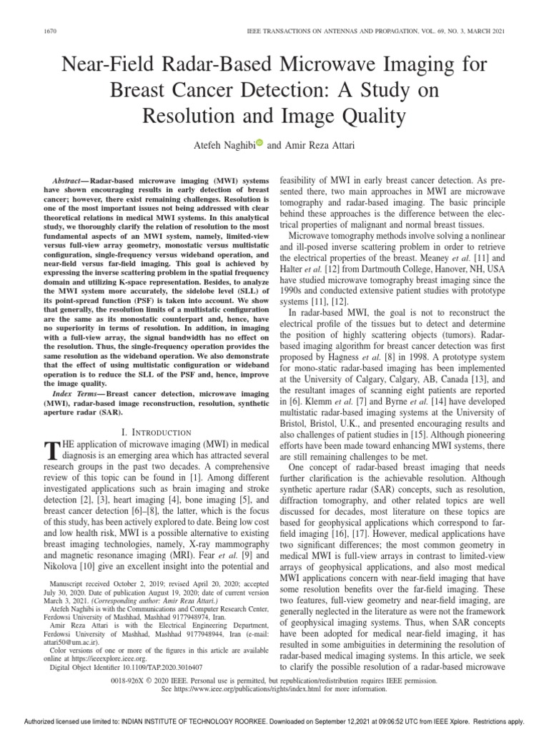 Near-Field Radar-Based Microwave Imaging For Breast Cancer Detection A ...