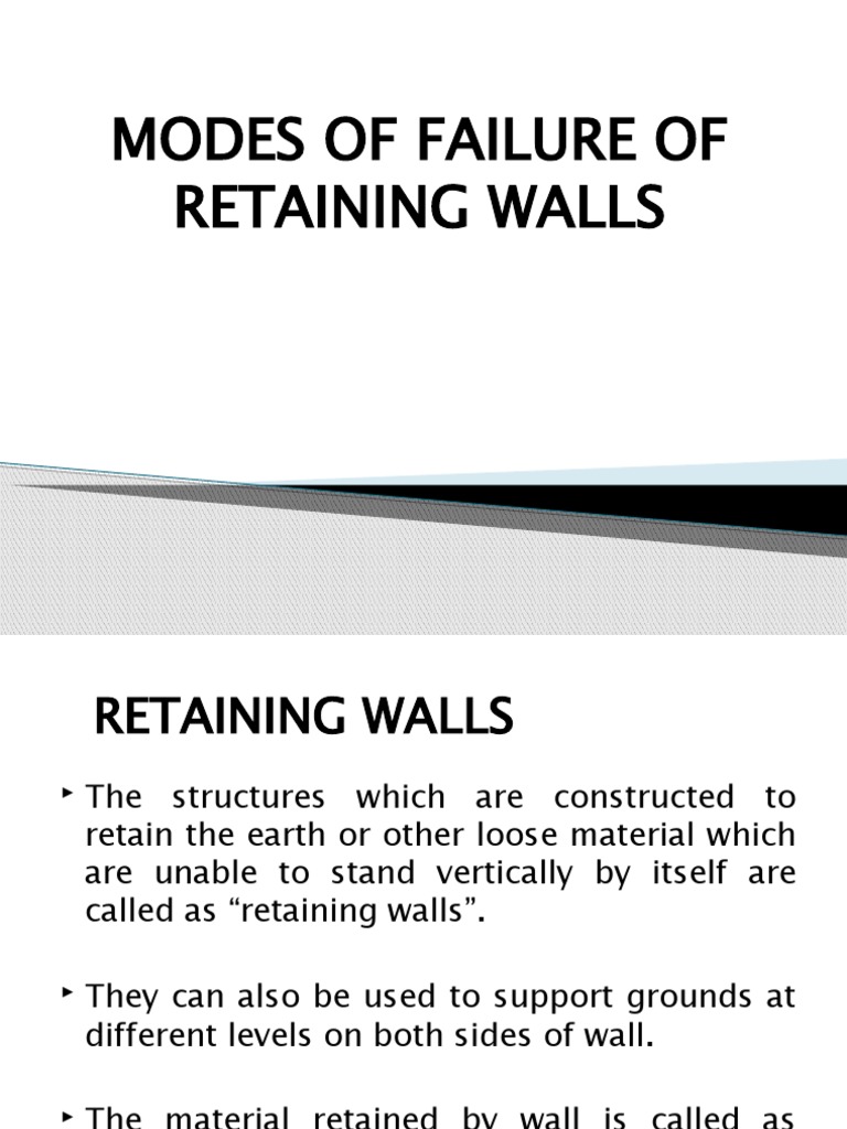 Modes of Failure of Retaining Walls PDF Civil Engineering