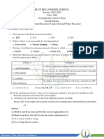 Blue Bells Model School Session 2021-2022 Class VIII Assignment I (Answer Key) Social Science Chapter-Natural Resource: Land, Soil and Water Resource